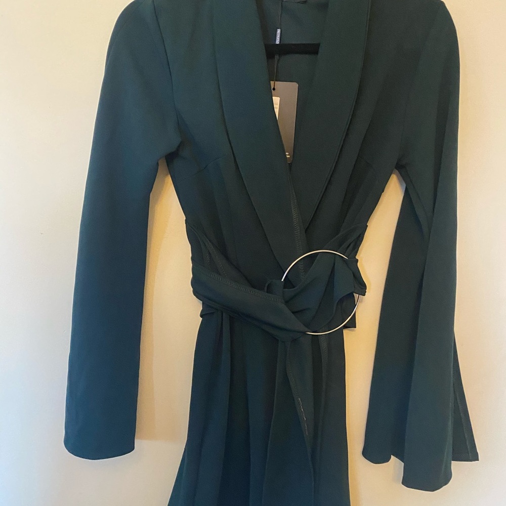Dark green wrap dress
